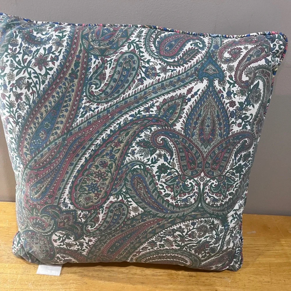 Vtg Lauren Ralph Lauren Heritage Paisley Throw Pillow 18x18 Blue Green Red